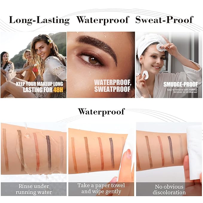 Microblading Eyebrow Pencil, Eyebrow Pencils for Women, Eyebrow Pen with Micro 4-Fork-Tip, Microblading Brow Pen Long-Lasting Waterproof Natural Looking, Black