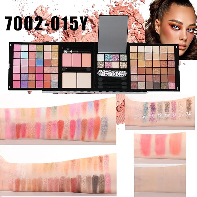 FantasyDay Makeup Sets, Multifunction Makeup Palettes with Mirror, 72 Color Eyeshadows/Compact Powder/Sequins/Bronzing Powder/Highlighter/Lip Color, Makeup kit for Women Full Kit - #D