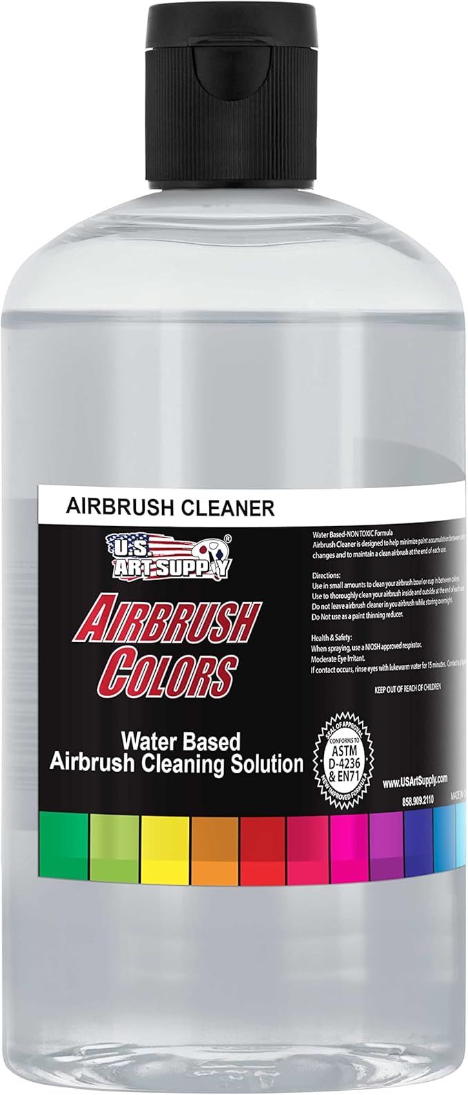 U.S. Art Supply 16oz Airbrush Cleaner - Fast-Acting Cleaning Solution for Water-Based Mediums, Acrylic Paint, Makeup - Air Brush Cleaner for Clogged Airbrushes, Paint Brushes, Artist Tools
