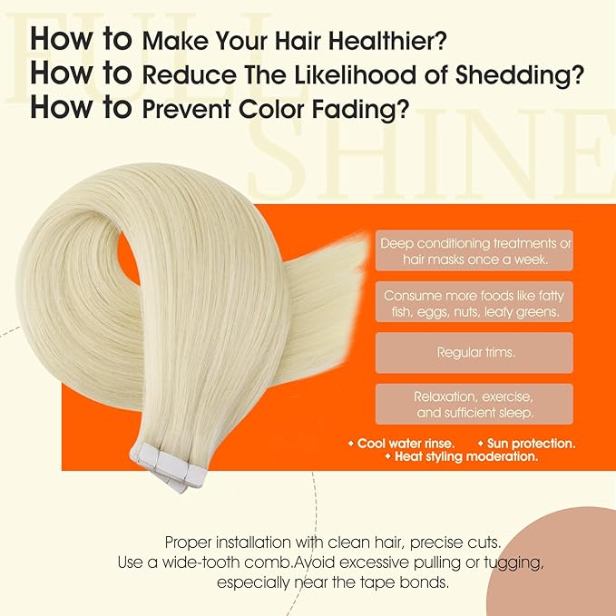 Full Shine BLonde Hair Extensions Real Human Hair Color 60 Tape in Extensions Injection Tape ins Machine Remy Seamless Long Skin Weft 20Inch 50Gram Intact Brazilian Soft for Women 20Pcs