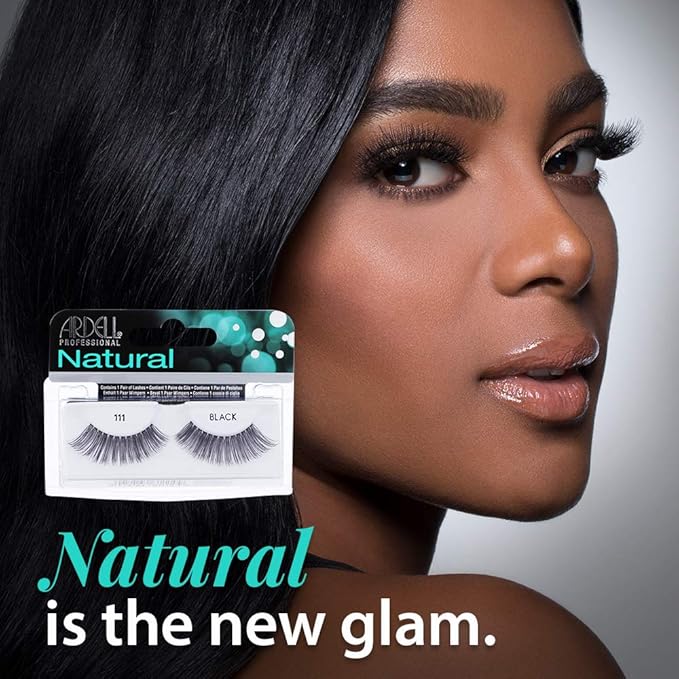 Ardell Natural Lashes False Eyelashes 111 - Black, Lightweight, Reusable, Soft & Natural Look Strip Lashes for Everyday Wear, 4-Pack