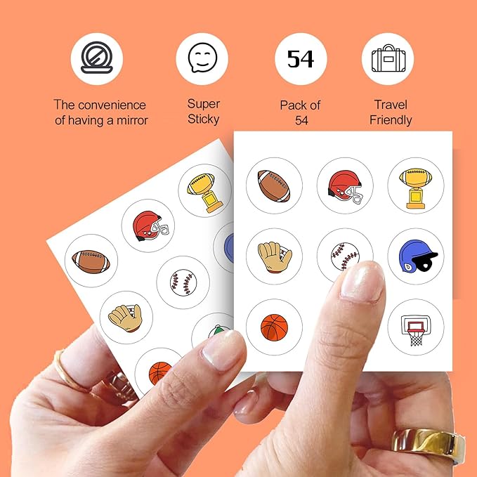 Acne Pimple Patches for Face 54 Count with Mirror Case for Day & Night Use - Hydrocolloid Pimple Pads, Emoji-Themed Blemish Dots, Clear Skin Treatment (Sports)