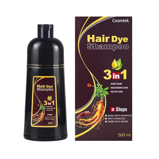 Instant Hair Color Shampoo Chestnut Brown Hair Dye Shampoo for Women & Men 3 in 1- Herbal Ingredients Coloring Shampoo in Minutes 500ML