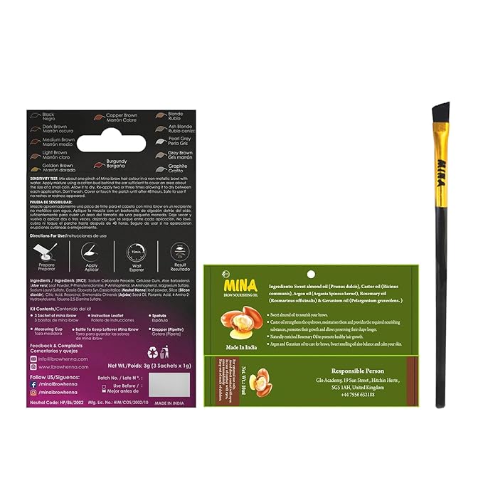 MinaiBrow Tint Kit Dark Brown | Natural Spot Coloring Brow Powder with Oil & Brush | Water & Smudge Proof, Long-Lasting, Instant Brow Dye Kit, 100% Gray Converge, Vegan and Cruelty-Free