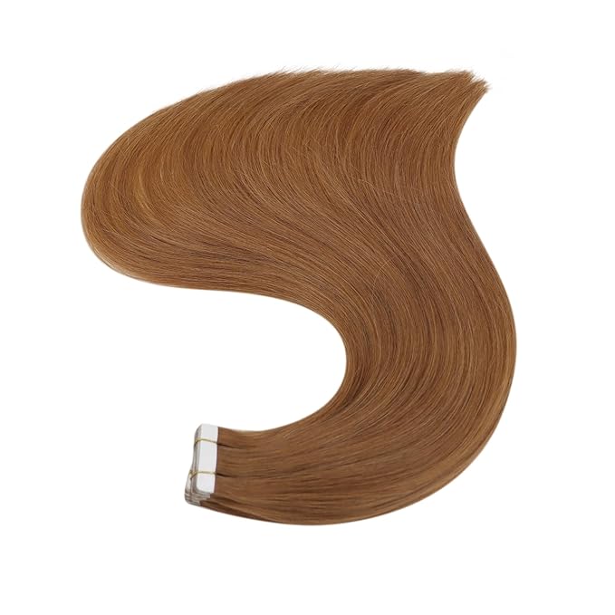 Full Shine Remy Tape Hair Extensions Real Human Hair Color 330 Copper Brown Double Sided Tape in Extensions Human Hair 12Inch Short Invisible Skin Weft 30Gram Natural Straight for Party 20Pcs