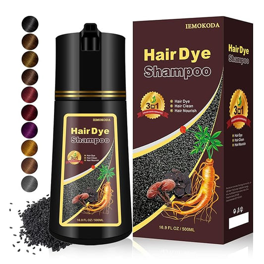 Dark Brown Hair Dye Shampoo 3 in 1, Natural Hair Color Dye for Men & Women, Shampoo Para Canas, Long-Lasting Effect for 100% Gray Hair Coverage Brown Hair Dye 16.9 Fl Oz (Dark brown)