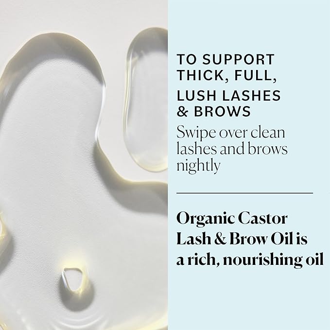 Sky Organics Organic Castor Oil (16 oz), USDA Certified Organic, 100% Pure, Cold Pressed, Hexane Free, Boost Hair Growth, Use with Castor Oil Pack (Lash & Brow Oil & Applicator)