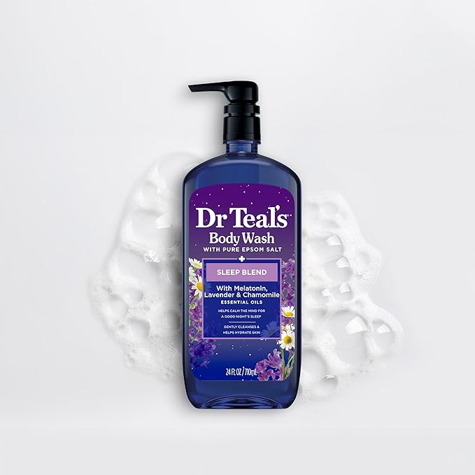 Dr Teal's Body Wash with Pure Epsom Salt, Sleep Blend with Melatonin, 24 fl oz (Pack of 4)