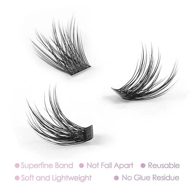 DIY Eyelash Extension, Individual Lashes, 3D Effect Reusable 40 Cluster Lashes, C Curl Fluffy Wispy Individual Eyelash Clusters for Home Eyelash Extensions (12mm)