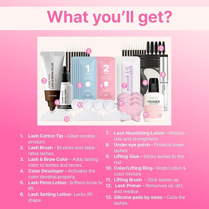 Korean At Home Eye Lash Lift and Color Kit Professional Brow Lamination and Color Kit Eye Lash Color Brown Eye Brow Color Kit