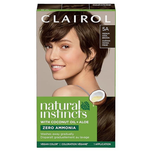 Clairol Natural Instincts Demi-Permanent Hair Dye, 5A Medium Cool Brown Hair Color, Pack of 1