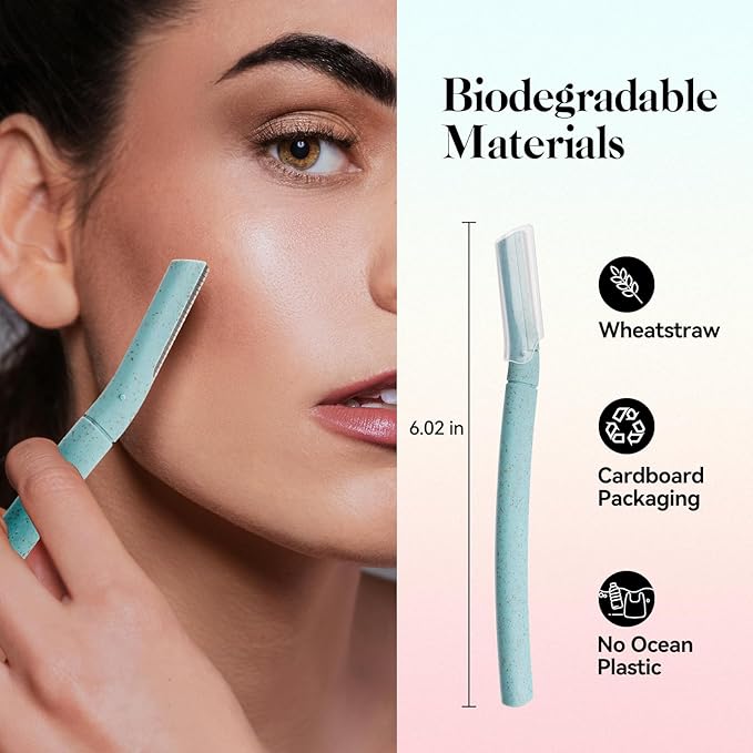 Dermaplane Razor for Women, 9 pcs Eyebrow Razors for Women face, Eyebrow Trimmer with Protective Silicone Cover, Facial Hair Removal Shaver, Wheat Straw Dermaplaning and Skin Care Tool