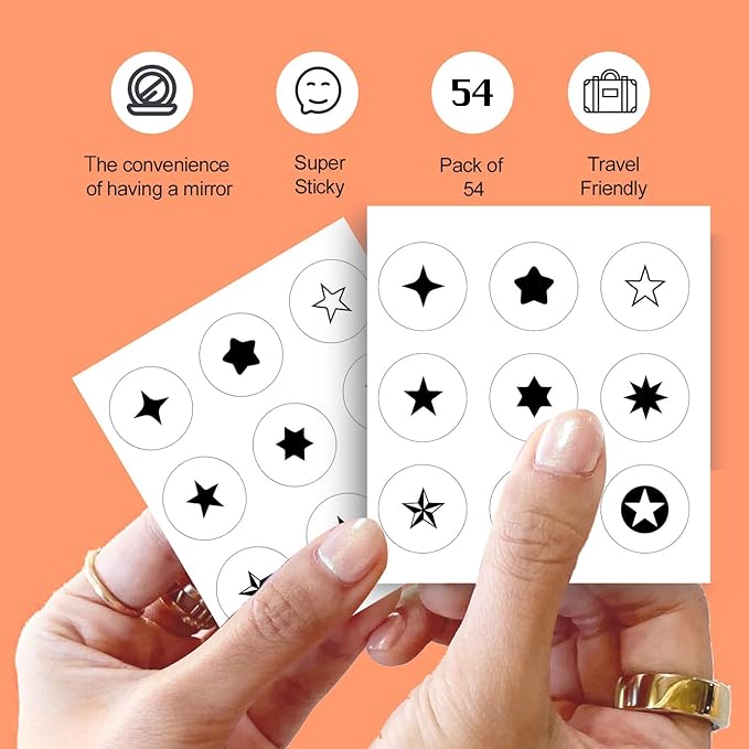 Acne Pimple Patches for Face 54 Count with Mirror Case for Day & Night Use - Hydrocolloid Pimple Pads, Emoji-Themed Blemish Dots, Clear Skin Treatment (Star)