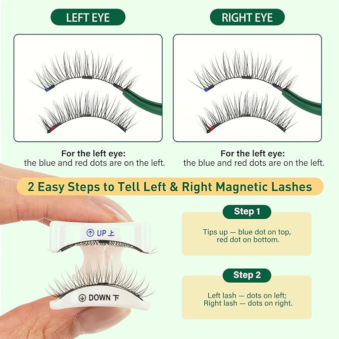 KEYYOU Daily Wear Reusable Magnetic Eyelashes 2 Pair with Applicator No Glue Needed 3D Natural Magnetic Lashes, Easy to Apply & Long Lasting for Daily Use & Events(A09+A09)