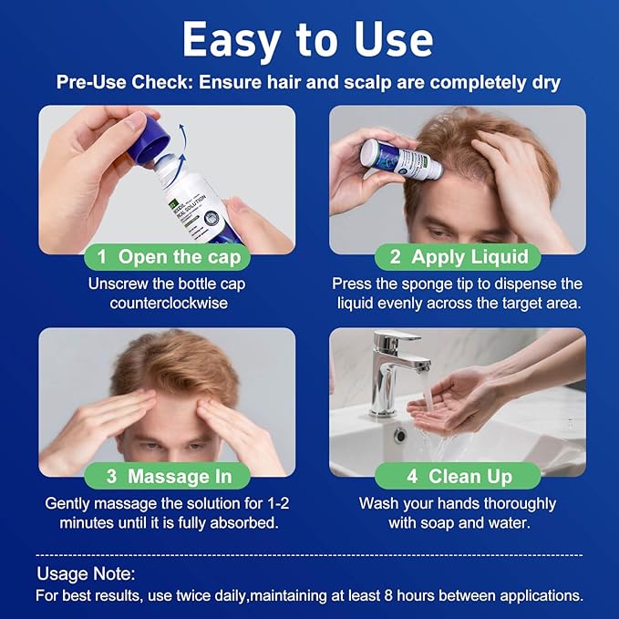 5% minoxidil hair growth Serum for women & men with biotin - with sponge applicator for thinning hair & receding hairline 8-month supply-6pcs Packs 2.71 fl oz per bottle