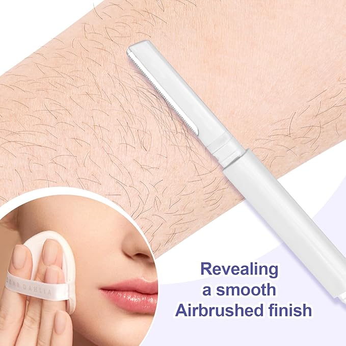 Dermaplane Razor for Women Face & Eyebrow - Dermaplaning Tool for Peach Fuzz Facial Hair Removal,High Precision Blade for Smooth Skin (White, 12 Count)