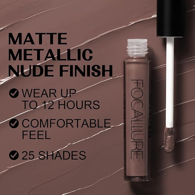 FOCALLURE Ultra Matte Liquid Lipstick,Longwear Rich Lip Colors,Easy to Create a Sexy Lips with High-grade Formula,Long Lasting Waterproof Lipstick Make Up,POTIERY