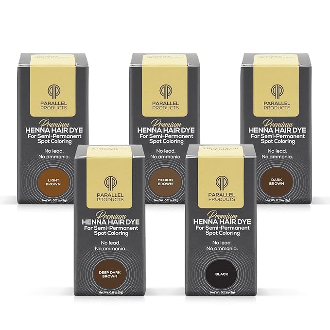 Parallel Products Spot Color Henna Kit - Henna Hair Dye - 3 grams - Tint for Professional Spot Coloring - With Mixing Dish - Covers Grey Hair - Root Touch Up (Black)