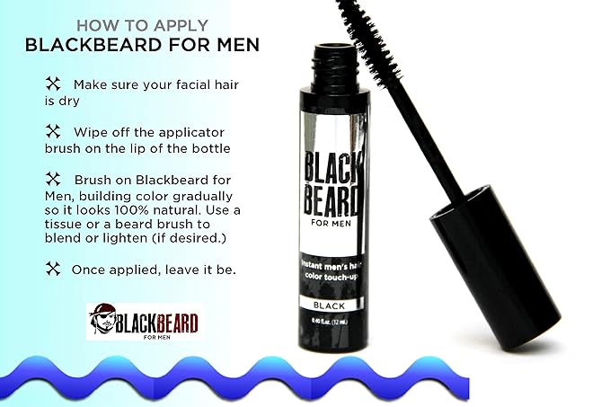 Blackbeard for Men Instant Beard Color – All Day Beard, Mustache, Eyebrow, and Sideburns Color – Temporary, Hypoallergenic Beard Dye Alternative – Up to 45 applications – Light/Medium Brown, 6 Pack