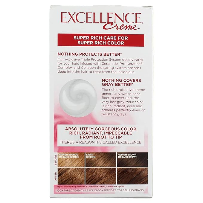 L'Oreal Paris Excellence Creme Triple Protection Hair Color -Light Golden Brown [6G] Pack of 2