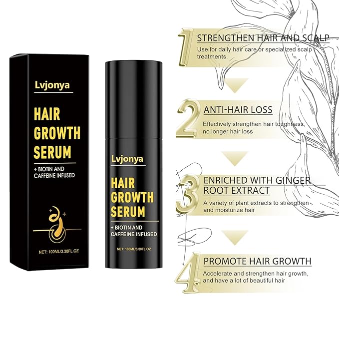 Hair Growth Serum,Hair Growth Spray, Natural Rosemary Oil Dr. Sebi Approved, Vegan Hair Growth Thickening for Women Men Thinning Hair Regrowth (Black)