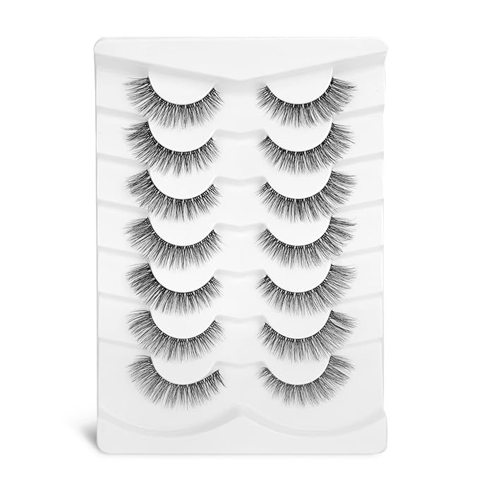 Onlyall Natural Eyelashes Mink False Eyelashes Natural Wispy Lashes Soft Clear Band Lashes Fluffy False Lashes 14MM A11