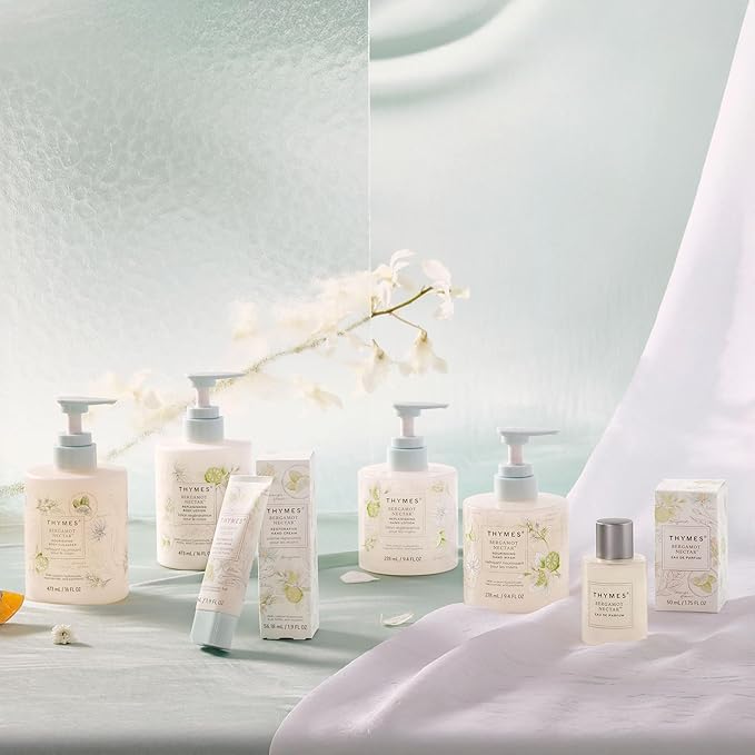 Thymes Nourishing Body Cleanser - Large Moisturizing Body Wash with Pump - Hydrating Cleanser - Notes of Bergamot, Orange Flower, Lemon, Lotus & Sandalwood. (Bergamot Nectar, 16 fl oz)