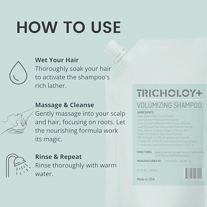 Volumizing & Thickening Shampoo for Fine & Thin Hair – Biotin Root Lift Formula for Fuller Hair, Oil Control & Scalp Care – 10 fl oz (2)