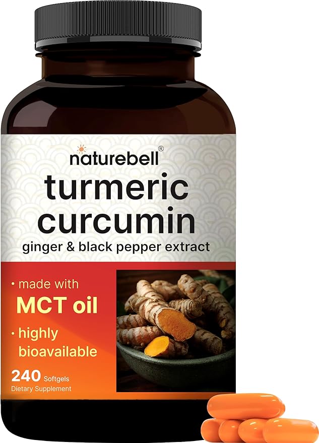 Turmeric Curcumin Supplement 3,000mg Equivalent with 95% Curcuminoids, Ginger, & Black Pepper | 240 Softgels with MCT Oil for Better Absorption (120 Day Supply)