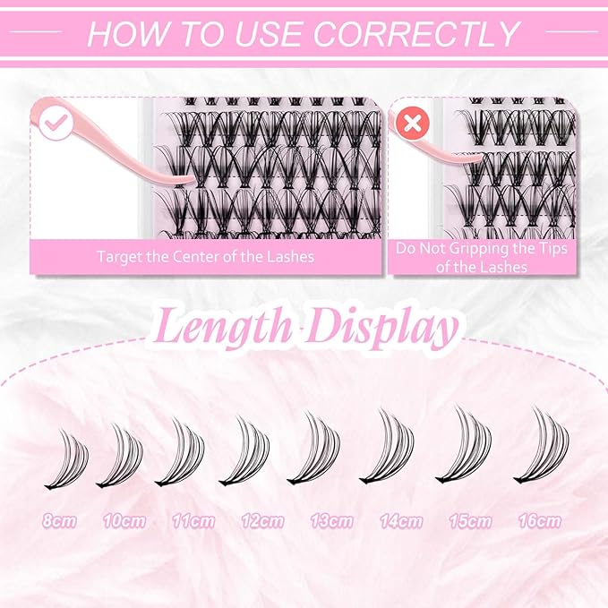 DIY Eyelash Extension Large Tray 10D 20D 30D 40D Cluster Lashes Mixed Tray Natural Long Mink Individual Lashes Reusable False Eyelashes Extension (20D-0.07-C, 8-16mm)