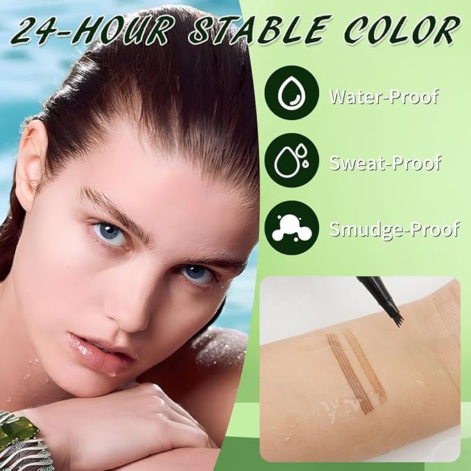 Microblading Eyebrow Pen,QIC Eyebrow 4 Tip Brow Pencil,Long-Lasting Natural Eyebrow Hair,Waterproof Magic Eyebrow Pencil Eyebrow Brush(Light Brown)