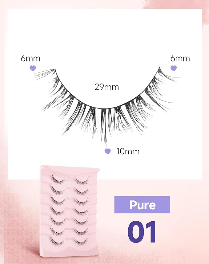 Natural Lashes Natural Eyelashes Natural Look Wispy Lashes Mink Lashes False Eyelashes Fake Eyelashes C Curl Lashes Strip Lashes Pure-01