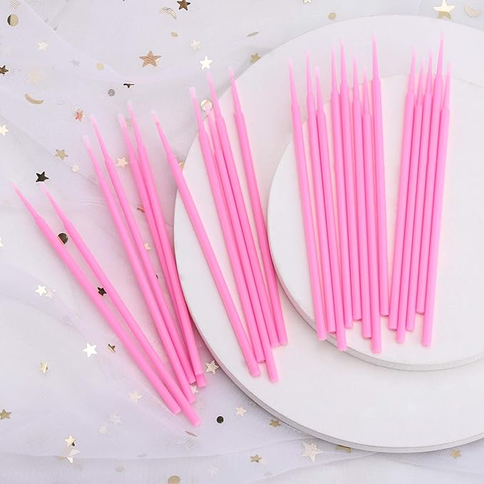 Tbestmax 500 Pcs Disposable Micro Applicator Brush Micro Swabs, Eye Lashes Mascara Wands for Eyelash Extension Pink
