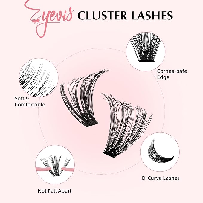 Lash Clusters 60D+80D False Eyelashes 280PCS Eyelash Clusters 8-16mm Individual Lashes Cluster D Curl DIY Eyelash Extensions at Home (60D+80D-0.07D,8-16MIX)