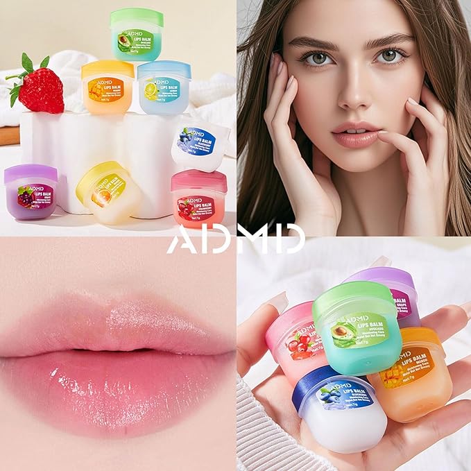 Admd Fruity Lip Balm Set,24Packs Fruit Flavored Lip Care Set,Mini Colorless Lipsticks,Moisturizing Masks, Long-lasting Nourishing Smooth Soft, Hydrated Lips Overnight (24Pcs)