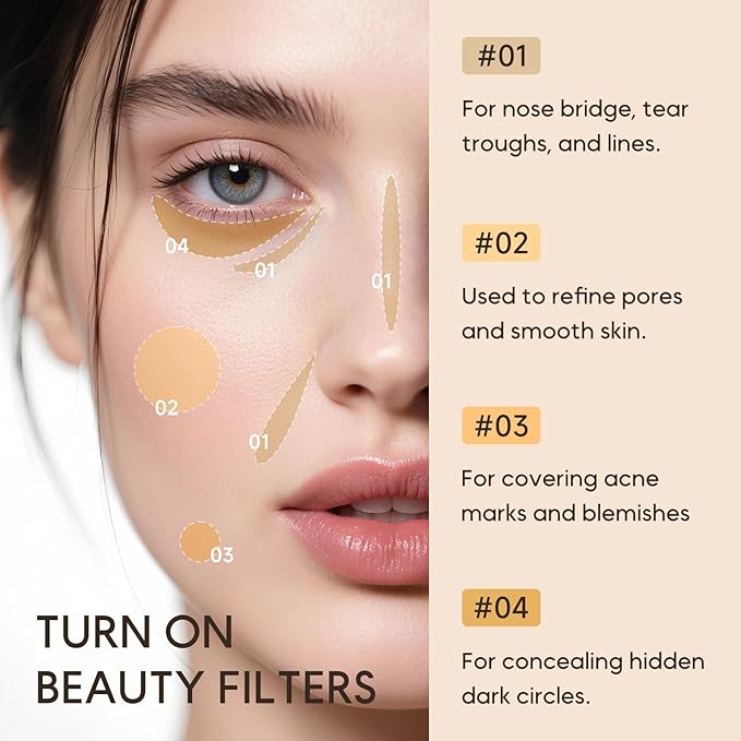 KISSIO Concealer Pencil,Under Eye Concealer,Cover Acne and Freckles,Brightener,Waterproof,Long-lasting,Cream,Makeup Pencil with Sharpener,02 NATURAL
