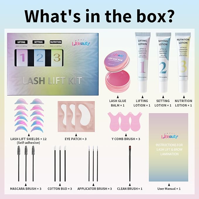 Lash Lift and Brow Lamination Kit, 2-in-1 Eyelash & Eyebrow Perm Set with Glue Balm, 4-6 Weeks Curl, Easy Application for Beginner and Salon