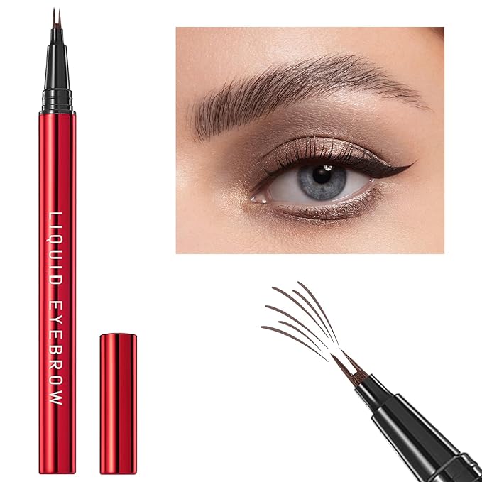 Faux Brow, Microblading Eyebrow Pencil with Hair Like Strokes, Double-Brush Tip Filling Eyebrow Pen for Women, Fast & Precise & Pigmented Makeup, Great for Sparse and Full Brows(02 Ash Gray)