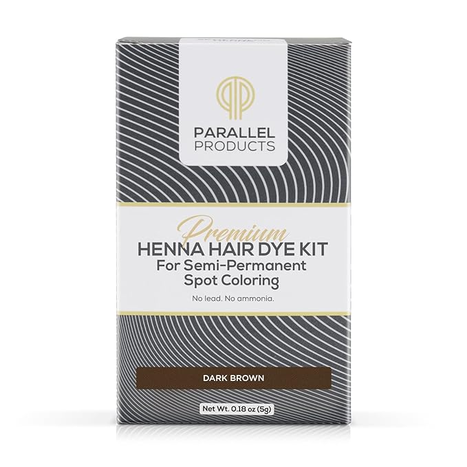 Parallel Products Spot Color Henna Kit - Henna Hair Dye - 5 Grams - Tint for Professional Spot Coloring - with Nourishing Oil, Mixing Dish and Application Brush - Root Touch Up (Dark Brown)