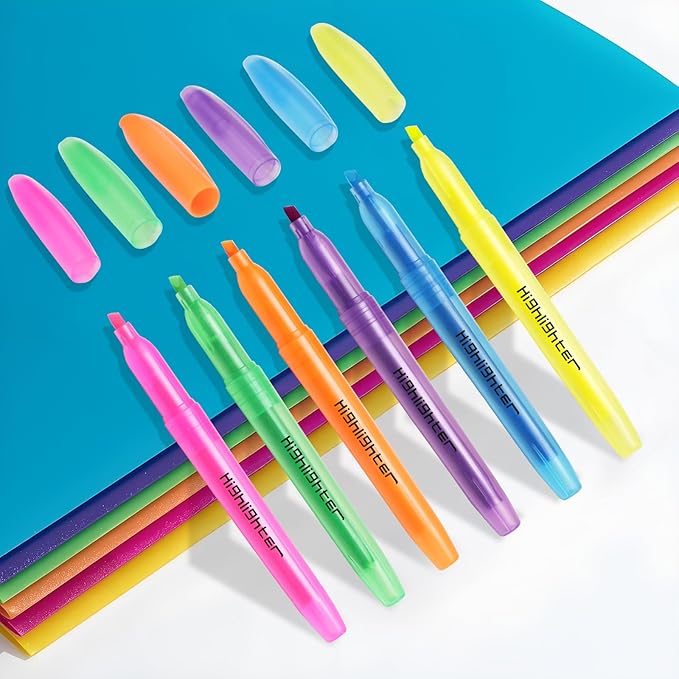 Highlighters, Chisel Tip, Highlighters Assorted Colors, Bible Highlighter No-Bleed, Quick-Drying Ink Highlighter for School, Teacher Students, Office, Classroom Must Have, 24 Pack