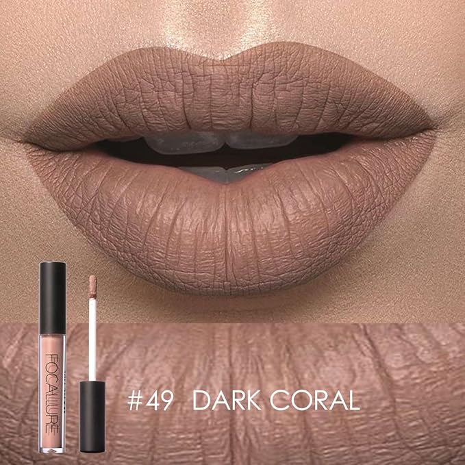 FOCALLURE Ultra Matte Liquid Lipstick,Longwear Rich Lip Colors,Easy to Create a Sexy Lips with High-grade Formula,Long Lasting Waterproof Lipstick Make Up,#49