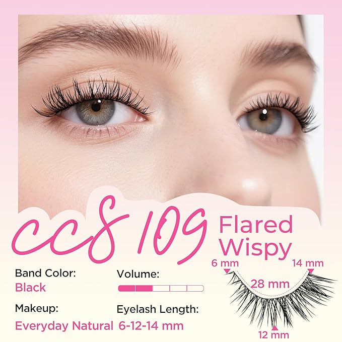 BEPHOLAN Ultra-thin False Eyelashes With Tweezers 10 Pairs Eyelashes Pack Wispy Lashes Natural look Cat Eye Lashes Strip Lightweight Lashes with Soft Clear Band(109)