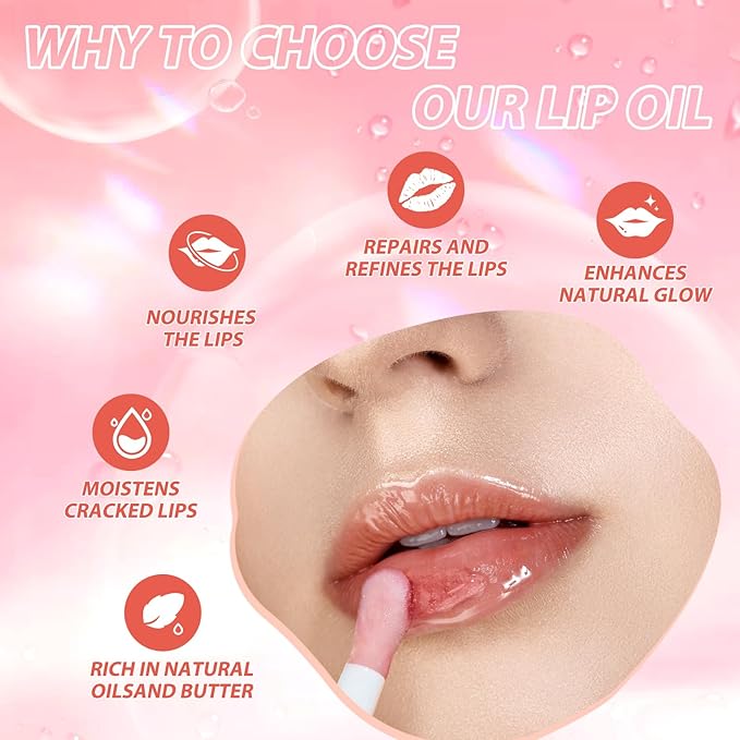 LANGMANNI Moisturizing Lip Oil,No-Sticky Lip Gloss Lip Balm Lip Care,Fruit Flavoured Lip Oil For Dry Lip's Moisturizing Hydrating And Nourishing ((Coco))