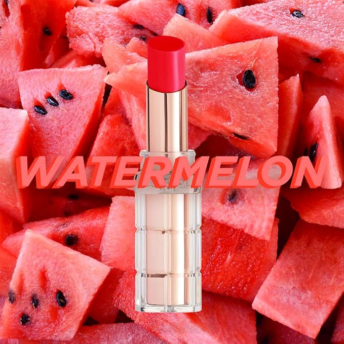 L'Oreal Paris Makeup Colour Riche Plump and Shine Lipstick, for Glossy, Radiant, Visibly Fuller Lips with an All-Day Moisturized Feel, Watermelon Plump, 0.1 oz.