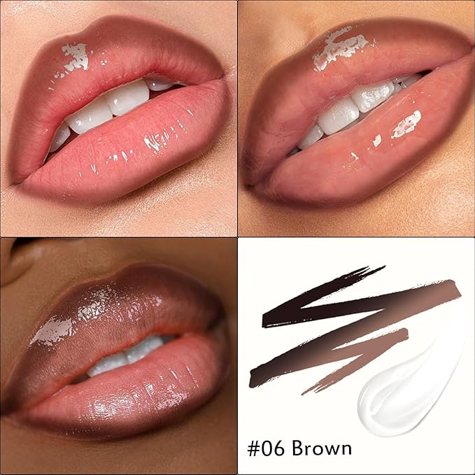Lip Stain Peel Off Lip Oil 2 in 1 Combo Set, Brown Long Lasting Tattoo Lip Liner Stain, Transfer-Proof Lip Tint Matte Finish Moisturizing Lip Gloss for Women Daily Makeup, Easy to Apply