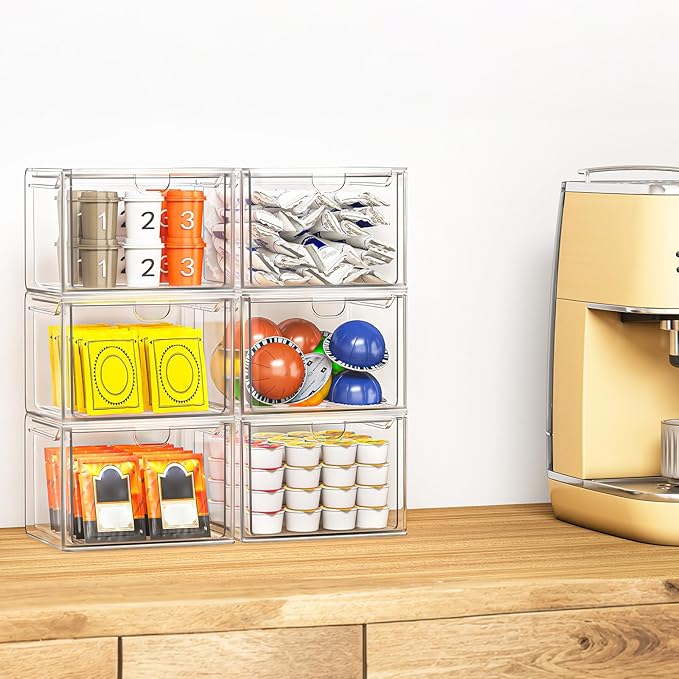 Stackable Stroage Drawers, Acrylic Makeup Organizer, Plastic Storage Bins For Vanity, Undersink, Kitchen Cabinets, Pantry, Home Organization – Clear
