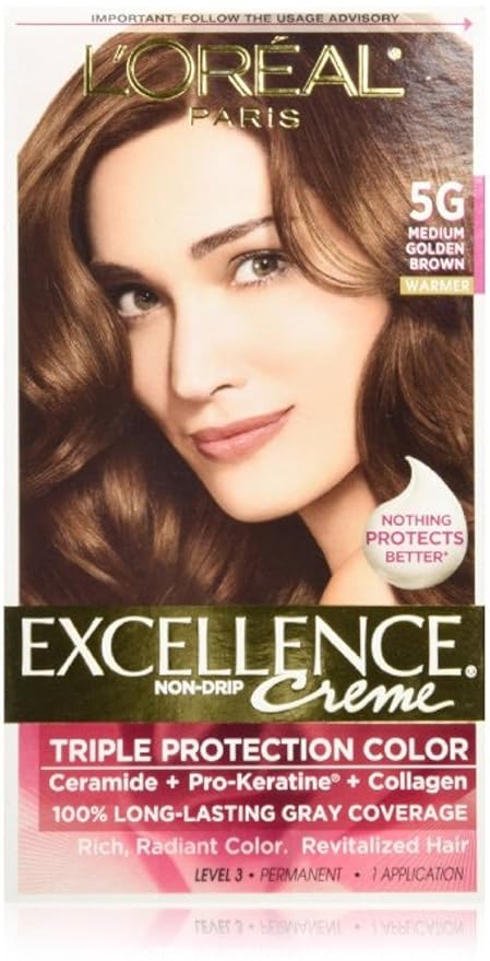 L'Oreal Paris Excellence Creme Haircolor, Medium Golden Brown [5G] 1 ea (Pack of 10)