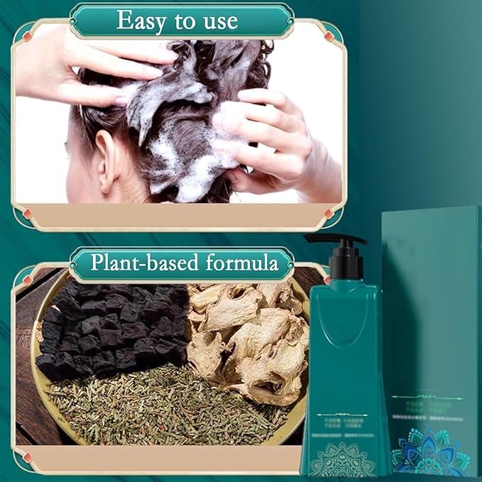 Mild Formula Long Lasting Hair Dye Set, Plant Extracts Long Lasting Hair Color Dye Cream, Gray Hair Coverage, Nourishing, Natural, Long-Lasting Shampoo (Black)