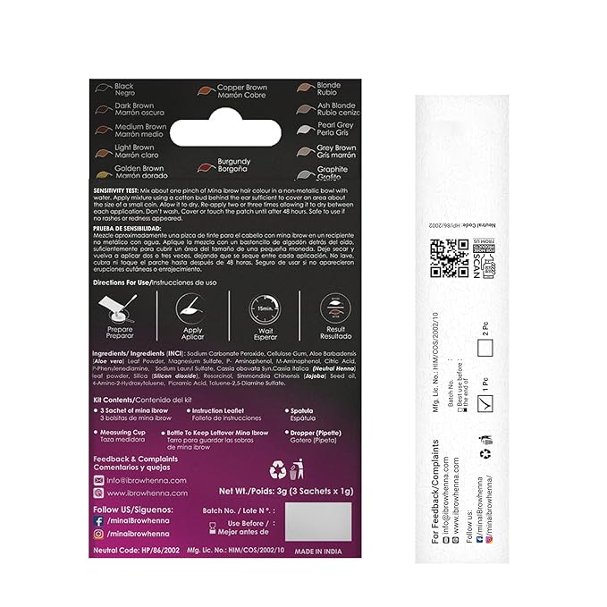 MinaiBrow Medium Brown Natural Brow Coloring Tinting Powder | Smudge Proof Instant Dye Kit with Duo Angled Brush