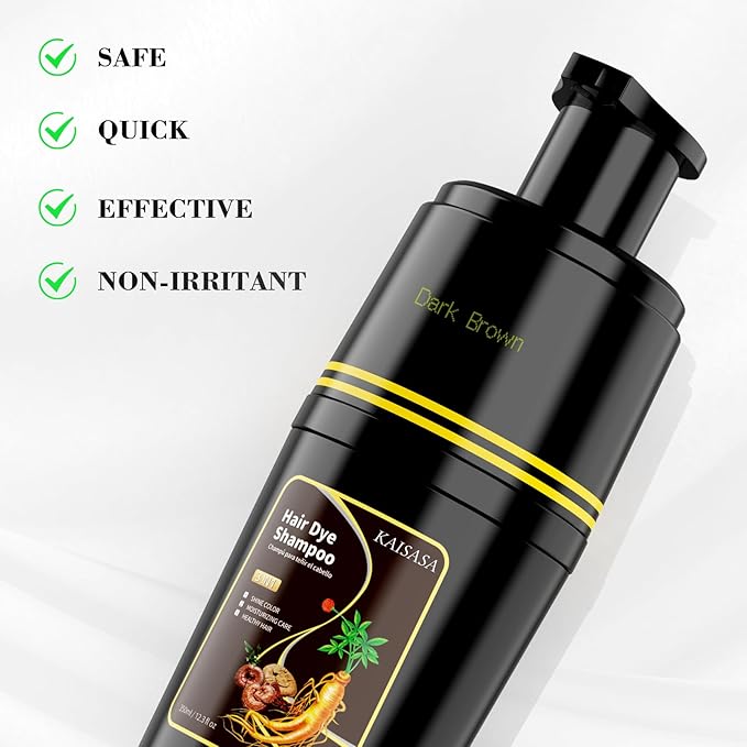 Dark Brown Hair Dye Shampoo 3 in 1, Hair Color Shampoo for Cover Grey Hair, Natural with Herbal Ingredient for Men and Women (Dark Brown)